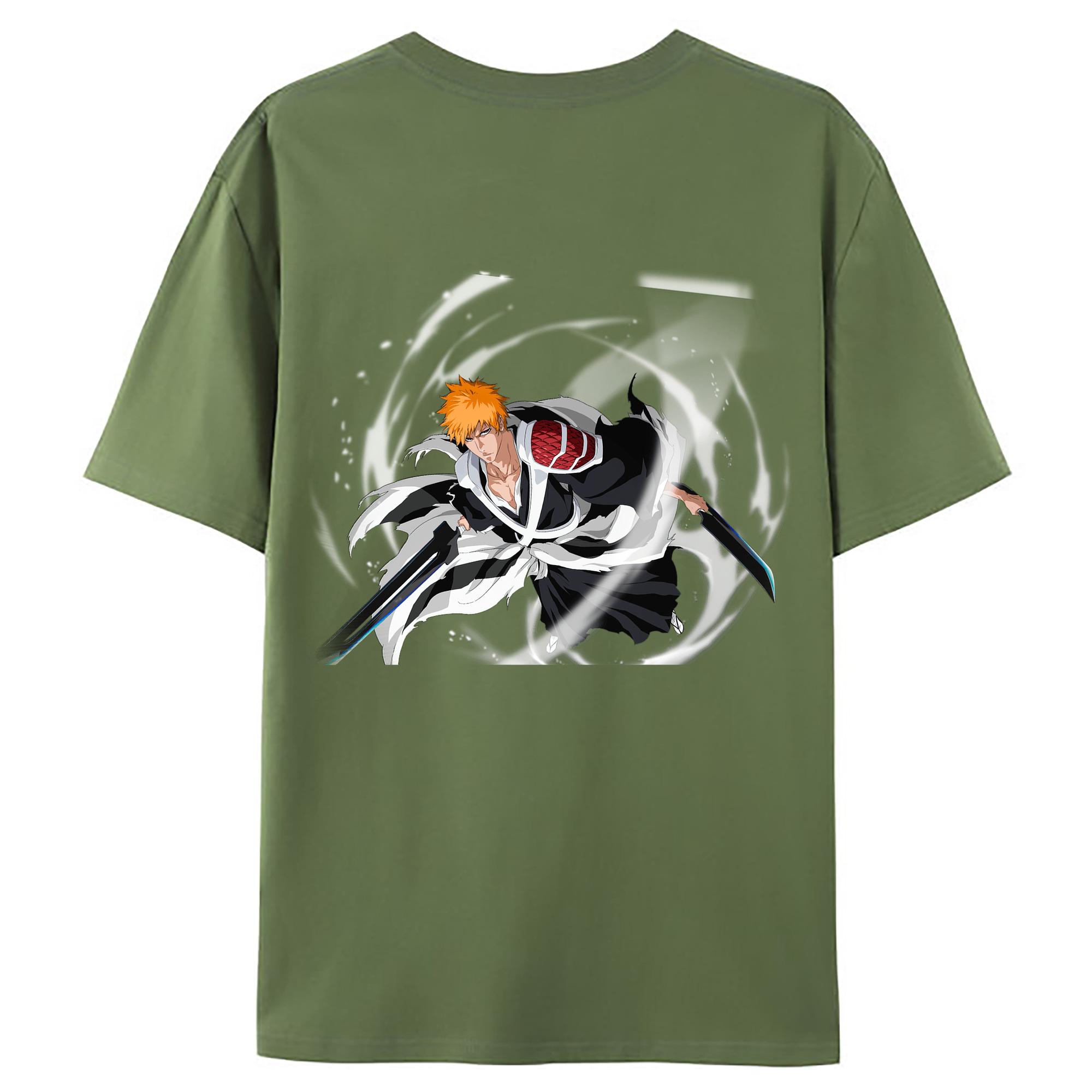 （画像用） ブリーチ 黒崎一護（くろさき いちご）BLEACH Kurosaki Ichigo 綿100％ メンズ半袖Tシャツ（バックプリント） 通気性